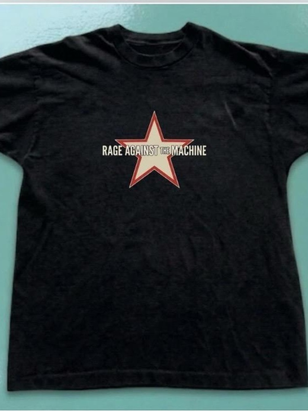 Gildan Black Tee with Red-Outlined Cream Star